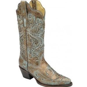 Corral Women's Turquoise Glitter Western Boots